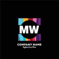 mw första logotyp med färgrik mall vektor