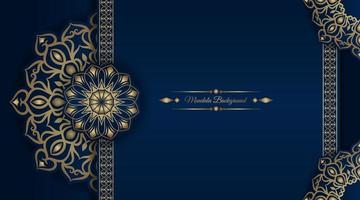 Luxus-Mandala-Hintergrund, Blau und Gold, Design-Vektor vektor