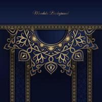 Luxus-Mandala-Hintergrund, Blau und Gold, Design-Vektor vektor