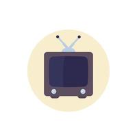 Fernseher mit Antenne, alte flache Ikone des Fernsehvektors vektor