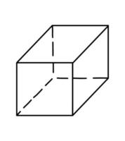 mathematisch Vektor Illustration mit geometrisch Figur, 3d Würfel, handgeschrieben Symbol isoliert auf Weiß Hintergrund.