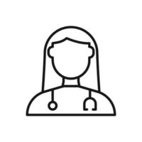 editierbar Symbol von weiblich Arzt, Vektor Illustration isoliert auf Weiß Hintergrund. mit zum Präsentation, Webseite oder Handy, Mobiltelefon ein