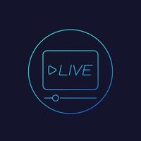 Live-Stream-Player-Symbol, linear vektor
