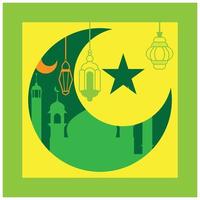 islamisch eid Festival Gruß Karte Hintergrund, Laser- Schnitt eid Mubarak Karte vektor