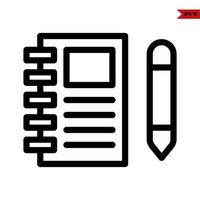anteckningsbok med penna linje ikon vektor