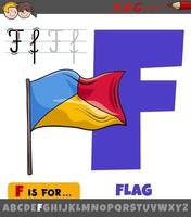 Buchstabe f vom Alphabet mit Cartoon-Flaggenobjekt vektor