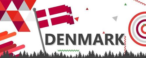 Danmark nationell dag baner med dansk Karta, flagga färger tema bakgrund och geometrisk abstrakt. vektor