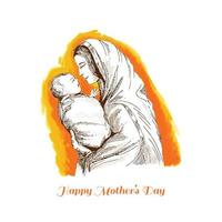 Hand zeichnen skizzieren Mütter Tag zum Frau und Kind Liebe Karte Hintergrund vektor