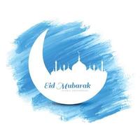 eid mubarak måne och moské firande kort bakgrund vektor