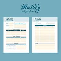 tryckbar personlig en gång i månaden budget planerare, vektor illustration