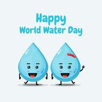 söta vattenkaraktärer önskar dig en lycklig världsvattendag vektor