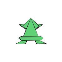 groda färgad origami stil vektor ikon