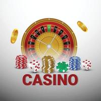 Casino Online-Glücksspiel mit Roulette, Casino-Chips und Goldmünze vektor