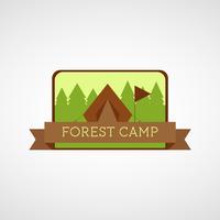 Forest Camping logo. Wilderness adventure badge grafisk designemblem vektor