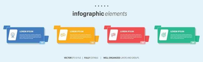 begrepp av företag modell med 4 på varandra följande steg. fyra färgrik grafisk element. tidslinje design för broschyr, presentation. infographic design layout vektor