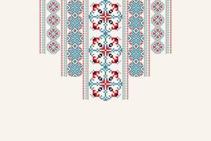 urringning blommig korsa sy broderi på vit background.boho urringning orientalist mönster traditionell.aztec stil abstrakt illustration.design för textur, tyg, mode kvinnor bära, kläder. vektor