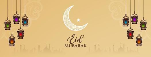 eid Mubarak Muslim kulturell Festival Gruß Banner Design vektor