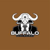 Geschäftsmann Büffel Logo tragen passen vektor