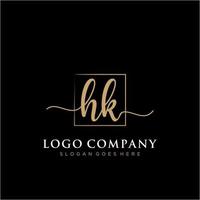 första hk feminin logotyp samlingar mall. handstil logotyp av första signatur, bröllop, mode, smycken, boutique, blommig och botanisk med kreativ mall för några företag eller företag. vektor