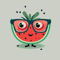 Hallo Sommer. Wassermelone mit Brille im Karikatur Stil vektor