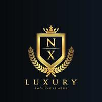 nx Brief Initiale mit königlich Luxus Logo Vorlage vektor