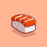 Lachs Sushi Karikatur Vektor Symbol Illustration. japanisch Essen Symbol Konzept isoliert Prämie Vektor. eben Karikatur Stil