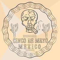 kontur illustration cirkulär prydnad klistermärke med skalle mexikanska tema för dekoration design och bakgrunder vektor