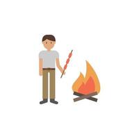 Mann, Grill, Feuer Karikatur Vektor Symbol