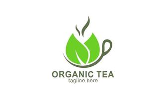 organisk grön te logotyp vektor