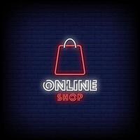 online-butik neonskyltar stil text vektor