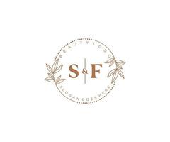 Initiale sf Briefe schön Blumen- feminin editierbar vorgefertigt Monoline Logo geeignet zum Spa Salon Haut Haar Schönheit Boutique und kosmetisch Unternehmen. vektor