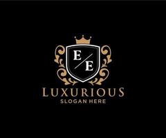Royal Luxury Logo-Vorlage mit anfänglichem ee-Buchstaben in Vektorgrafiken für Restaurant, Lizenzgebühren, Boutique, Café, Hotel, Heraldik, Schmuck, Mode und andere Vektorillustrationen. vektor