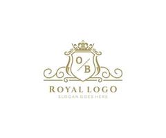 Initiale ob Brief luxuriös Marke Logo Vorlage, zum Restaurant, Königtum, Boutique, Cafe, Hotel, heraldisch, Schmuck, Mode und andere Vektor Illustration.