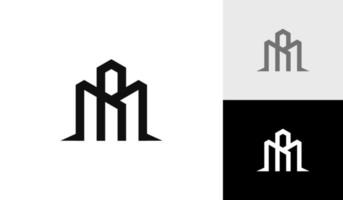 Brief rm oder Herr mit Gebäude Logo Design Vektor