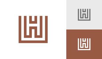 abstrakt linje brev H w eller wh monogram logotyp design vektor