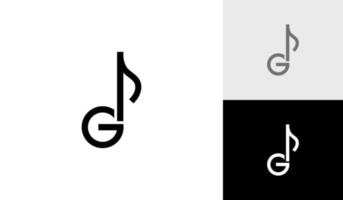 brev g och musik notera logotyp design vektor