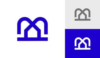 abstrakt brev m med hus form logotyp design vektor ikon illustration