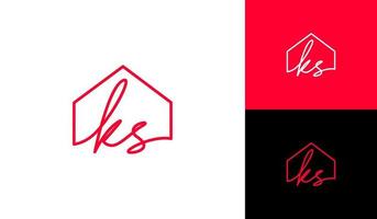 Handschrift Brief k mit Haus Logo Design Vektor