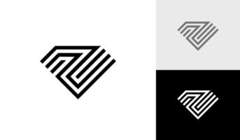 Brief n Initiale Monogramm mit Diamant gestalten Logo Design Vektor