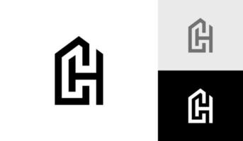 brev ch första monogram med hus form logotyp design vektor