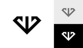 diamant med brev w första monogram logotyp design vektor
