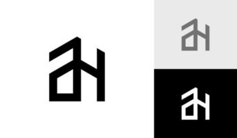 Brief Ah Initiale Monogramm mit Gebäude gestalten Logo Design Vektor