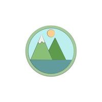 berg sjö färgad i cirkel vektor ikon