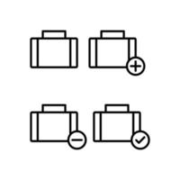 Koffer, Plus, überprüfen, Minus Zeichen Vektor Symbol