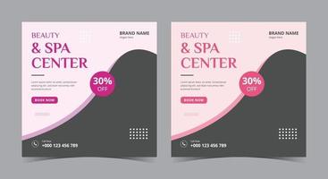 Beauty- und Spa-Center-Poster, Spa-Social-Media-Post und Flyer vektor