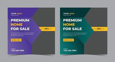 Premium-Haus zum Verkauf Poster, Immobilien Social Media Post und Flyer vektor