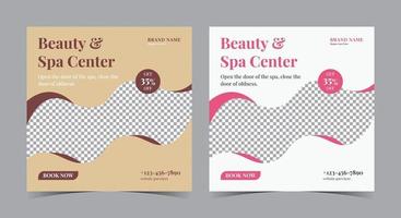 skönhet och spa center affisch, spa sociala medier post och flygblad vektor