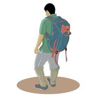 eben Design von ein Wandern Mann mit Rucksack vektor