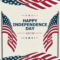 glücklich Unabhängigkeit Tag. Flagge von USA mit Text auf retro Hintergrund, USA Unabhängigkeit Tag, modern Hintergrund Vektor Illustration