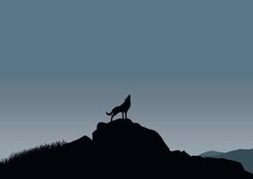 Wolf Silhouette im Natur Vektor Design.